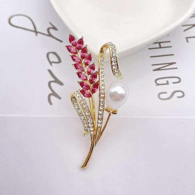 Broche Épi de Blé en Cristal, Broche Haut de Gamme pour Femme, Tempérament Luxueux, Mode et Élégante, Ornements, Centaines d'Accessoires