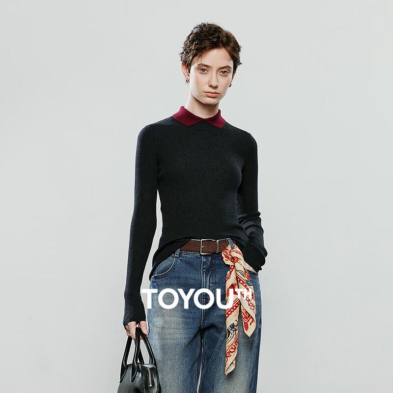 

Женский трикотажный топ Chuyu из искусственной шерсти, контрастный, с воротником поло, имитирующий двойку S