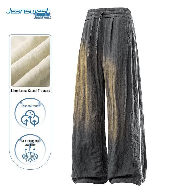 Jeanswest Men s Ice Silk Tencel Linen Blend Straight Leg Pants M