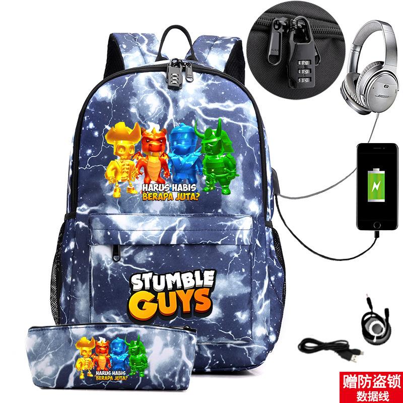 Collision Party Printed Student Bag Set Locked Backpack