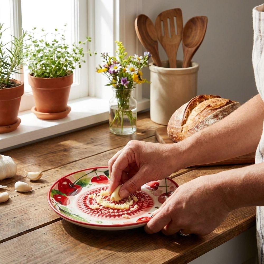 Round Plate Manual Garlic Masher Non-Slip Vegetable Grating Plate Ceramic Ginger Grater Kitchen