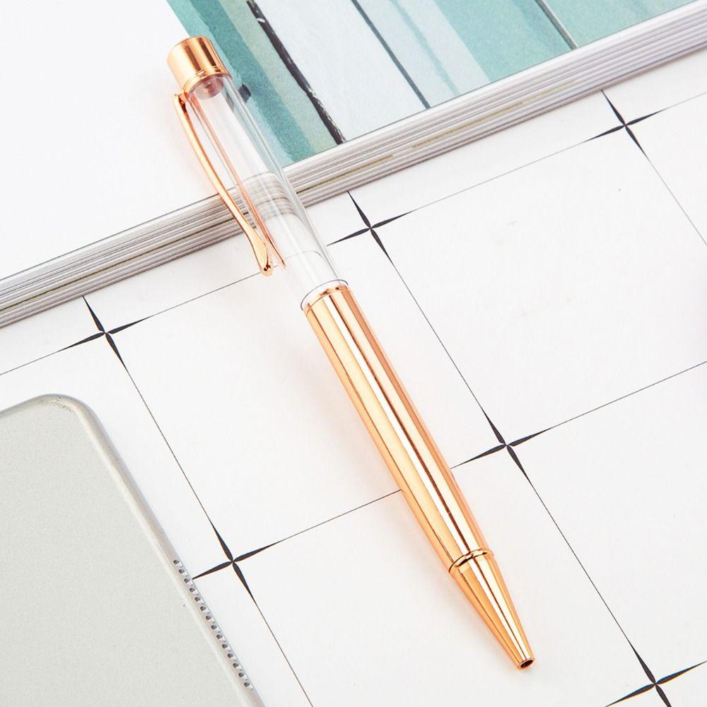 Metal Empty Tube Ball Point Pen DIY Signature Pen Gold Powder Neutral Gel Pens  School Supplies
