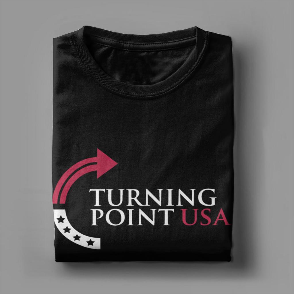 Charlie Kirk Turning Point USA T Shirts for Men Pure Cotton T-Shirt Crew Neck Rest In Peace Tees Short Sleeve Clothes Gift Idea