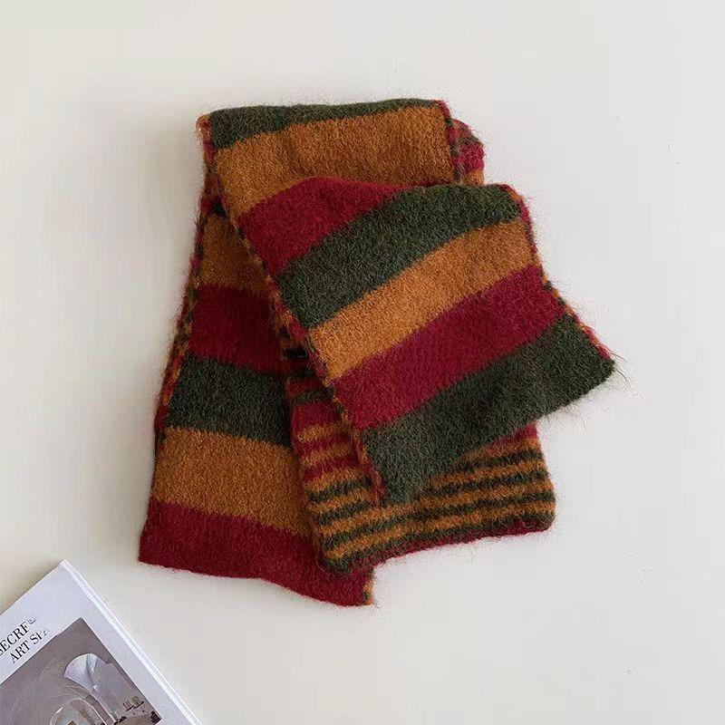 Fashion versatile color matching scarf Comfortable, warm and breathable wool striped color scarf Autumn and winter cold scarf