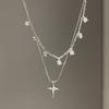Women  Zircon Cross Pendant Necklace For Women Girl Double Layer Clavicle Chain Necklace Punk Party Jewelry