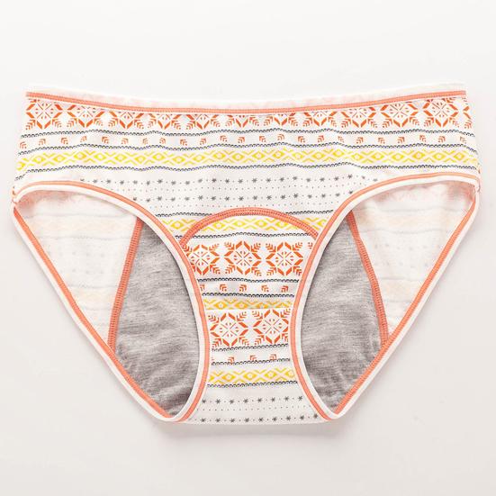 Women Panties Geometric Print High Waist Seamless Elastic Period High Absorbency Prevents Leakage Briefs Menstrual Underpants Daily Wear Sleep