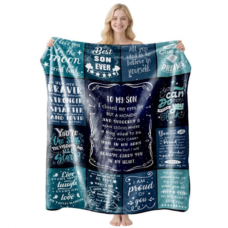 Soft Fleece Blanket With Customizable Gift Text Print Sofa Nap Or Air Conditioning Use