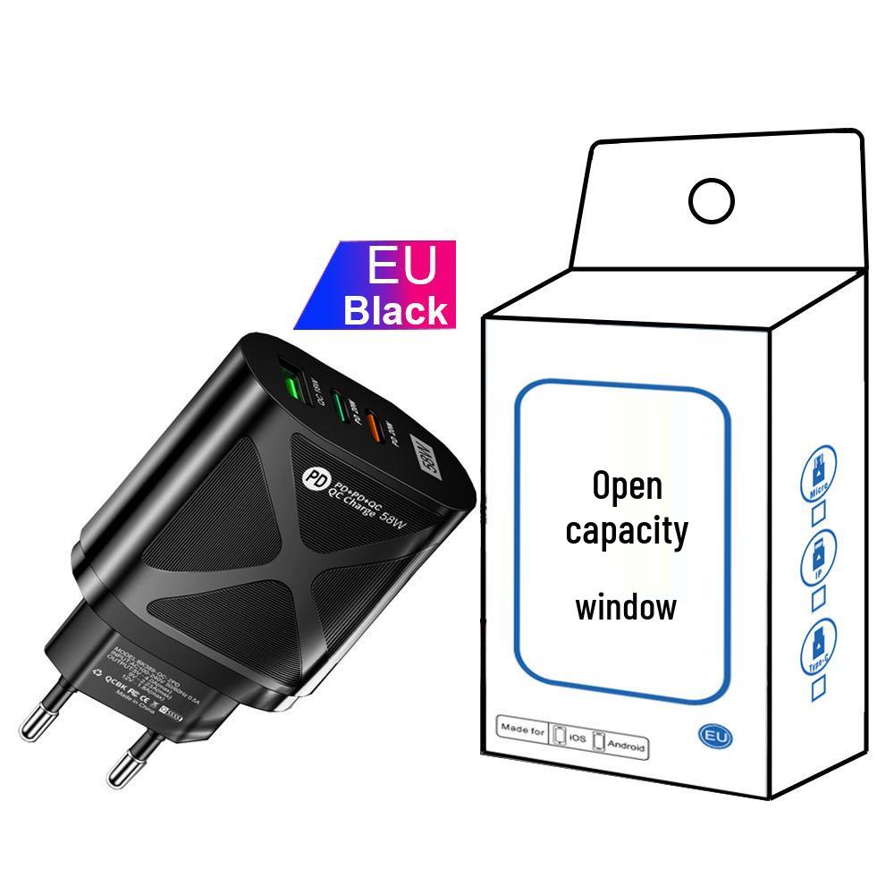 58W Dual Fast Charger with 2PD + QC3.0 - EU, US, UK, KR, AU Plug Options