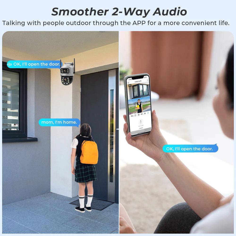 Outdoor WiFi IP 8MP 4K Dual Lens External Wireless PTZ Security Auto Tracking Street Surveillance Camera V380 Pro