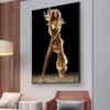 African Black and Gold Woman Oil Painting On Canvas Cuadros Posters and Prints Scandinavian Wall Art Picture for Living Room