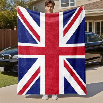 1 szt. Flaga Union Jack - Zewnętrzny Koc Flanelowy - Miękki Pluszowy Wystrój na Pikniki, Kemping, do Sypialni, Pokoju Dziecięcego, Biura lub Przerwę na Lunch 1266A