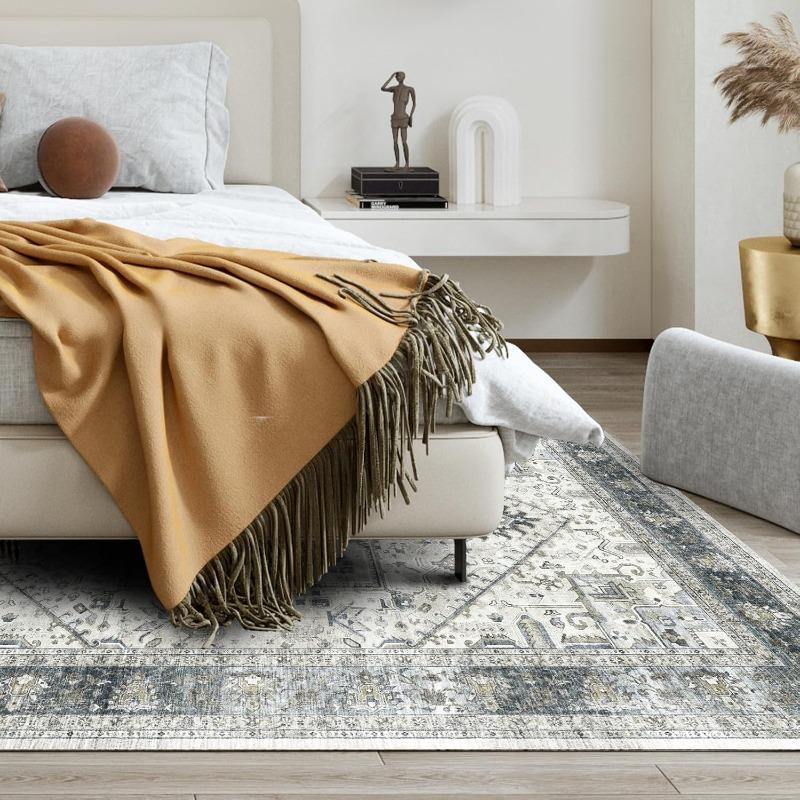 Vintage Klassischer Boho Bereichsteppich Wohnzimmer Schlafzimmer Küche Balkon Flur Eingang Teppiche Rutschfest Schmutzabweisend Waschbare Matte