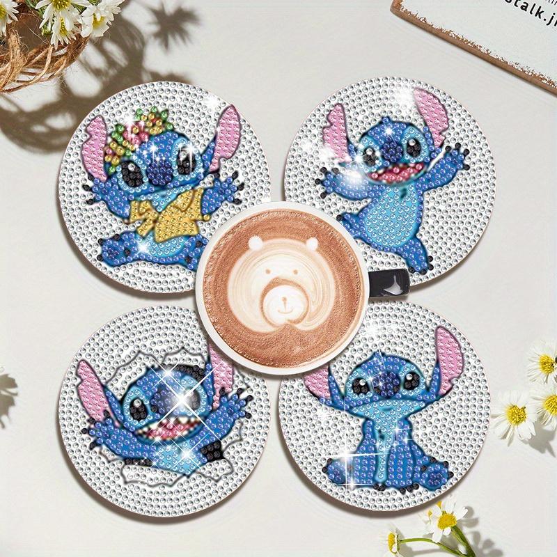 8 buc/seturi Seria Stitch Coșuri de pahar Pictură cu Diamante DIY Coșuri de pahar Artă cu Diamante 5D Coșuri de pahar Rotunde Acrilice