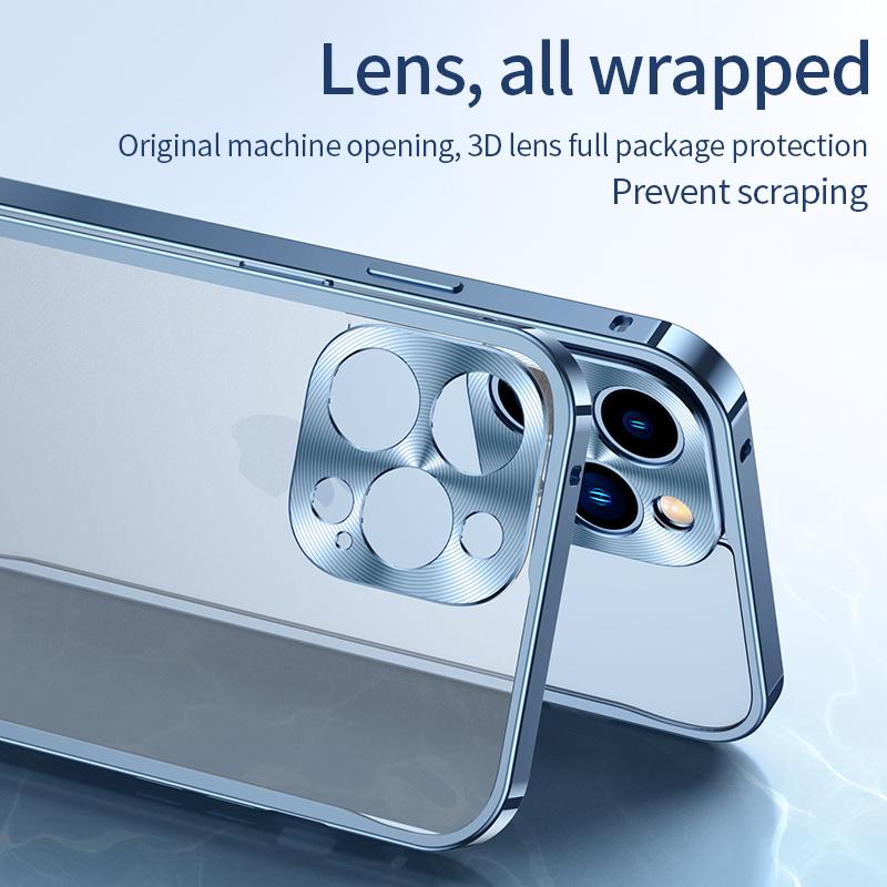 Luxury Metal Frame Lens Protection Cap Aluminum Phone Case For Iphone 13 Pro 14 Pro Max 12 Pro Max 11 Matte Translucent Cover