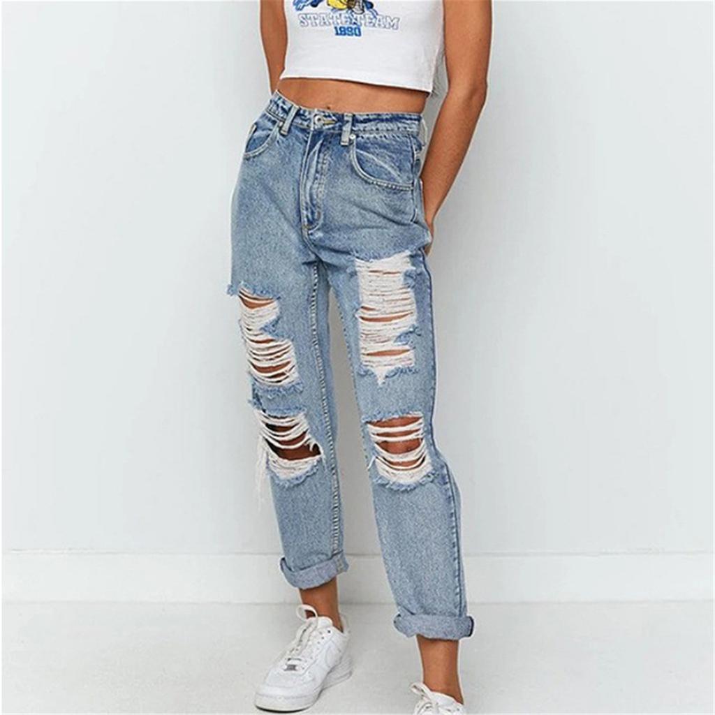 High Waist Trousers Slim Denim Pants 