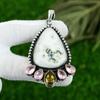 Anniversary Gift For Her Natural Solar Moss Opal Gemstone Pendant 925 Silver