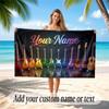 Music Guitar Theme Beach Towel Personalized Custom Name & Text Soft Quick Dry Beach Towel for Swimming Travel