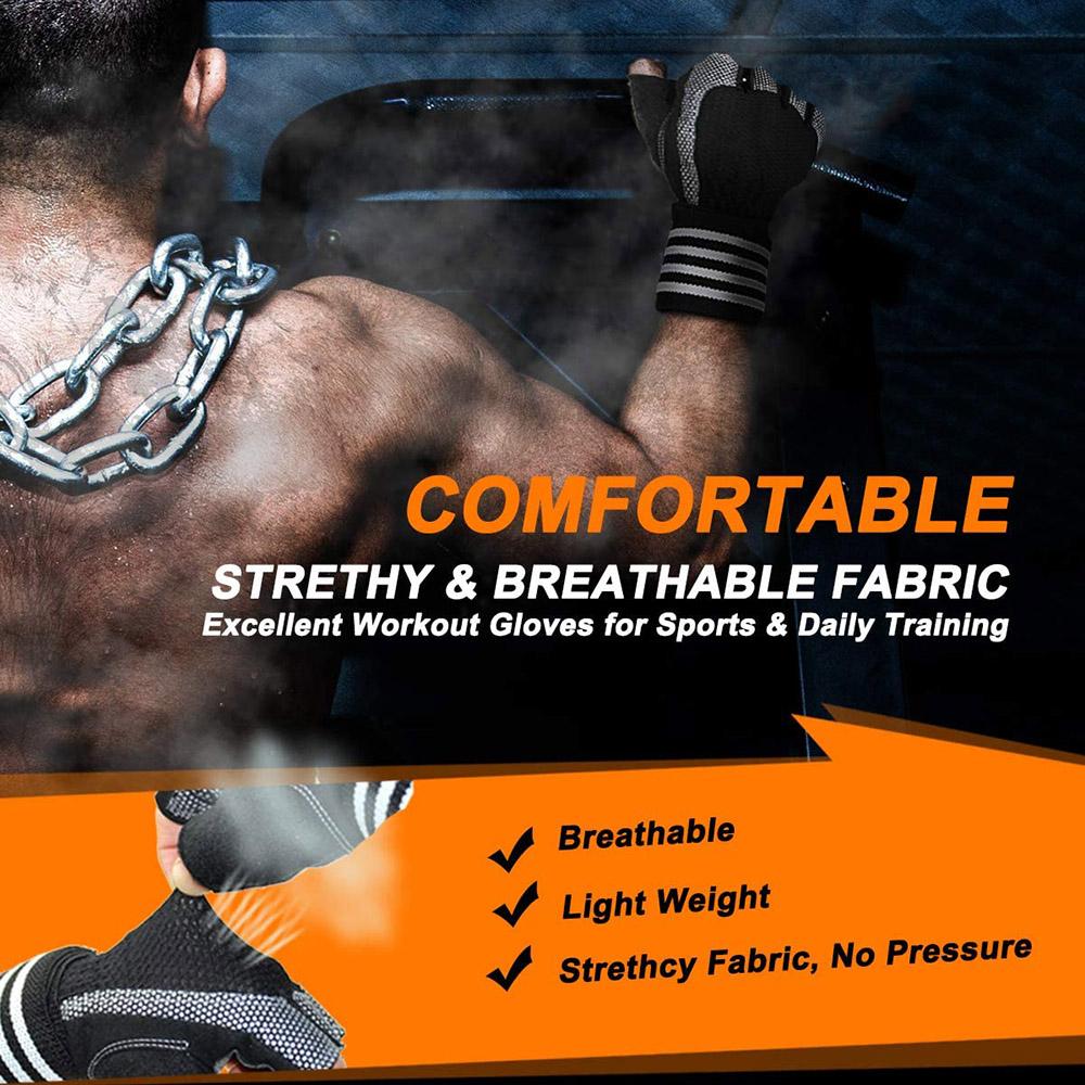 Trainingshandschuhe für Männer und Frauen, Trainingshandschuhe zum Gewichtheben, Handgelenkbandagen, Unterstützung im Fitnessstudio, fingerloser Griff, rechts für Hanteln, Radfahren