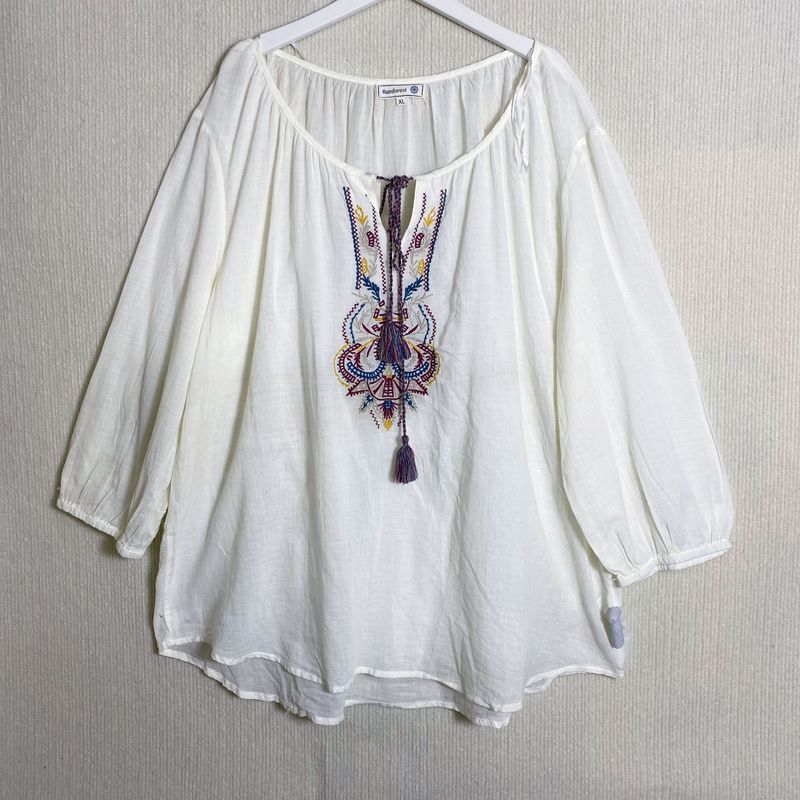 Export Exported To Spain Original Order Leftover Stock Spun Yarn Cotton Cropped Sleeves Shirt Women's Round Neck Embroider Light and Cool Summer