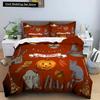 Happy Halloween King Queen Duvet Cover Orange Pumpkin Bedding Set Kids Teens Adults Bats Horror Festival Polyester Quilt Cover