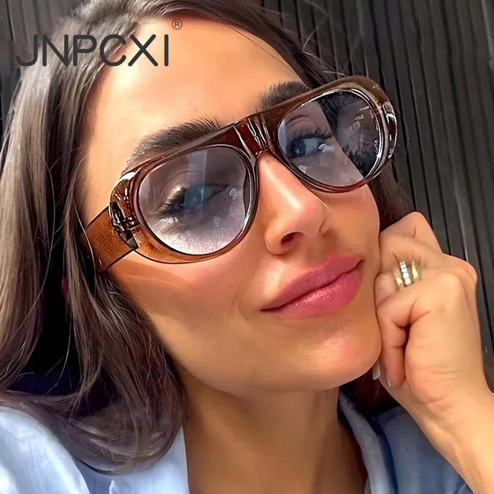  Ins Popular Fashion Pilot Women Sunglasses Retro Tea Blue Shades UV400 Men Trending Wide Legs Sun Glasses