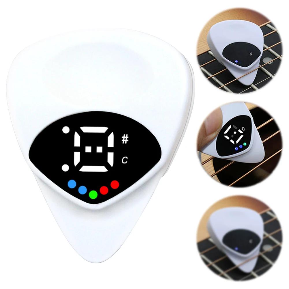 2 In 1 Guitar Picks Tuner Electronic Tuner for Acoustic Electric Guitar Bass with Real Time Pitch Monitoring