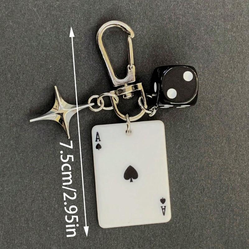 Pik Karo Kreuz Legierung Metall Schlüsselanhänger, Dekorativer Schlüsselanhänger für Taschen, Cartoon Zahlen Thema Schmuck, Auto Schlüsselanhänger, Anhänger