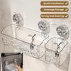 Duschsaugnapf Regal Korb Licht Gletschermuster Schnelle Montage Badezimmer Organizer Aufbewahrung Drehbarer Haken Zum Saugen Entfernen NEU
