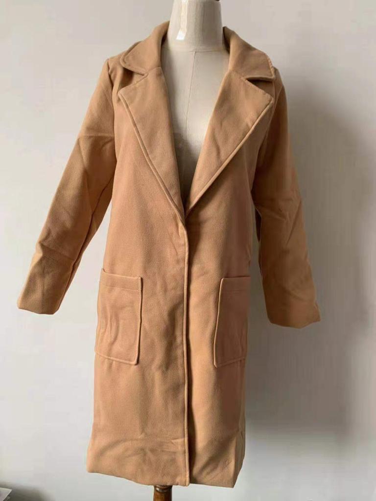 European & American Women's Long Double-Sided Wool Coat for Autumn & Winter