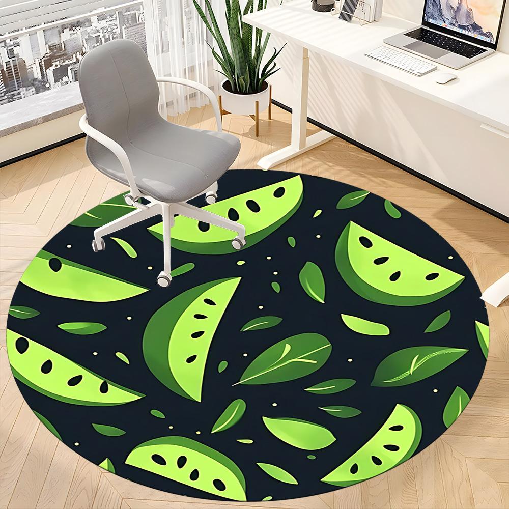 1pc Watermelon Pattern Office Round Rug, Carpet for Office, Gaming, Lightweight Round Floor Mat Yy260205068