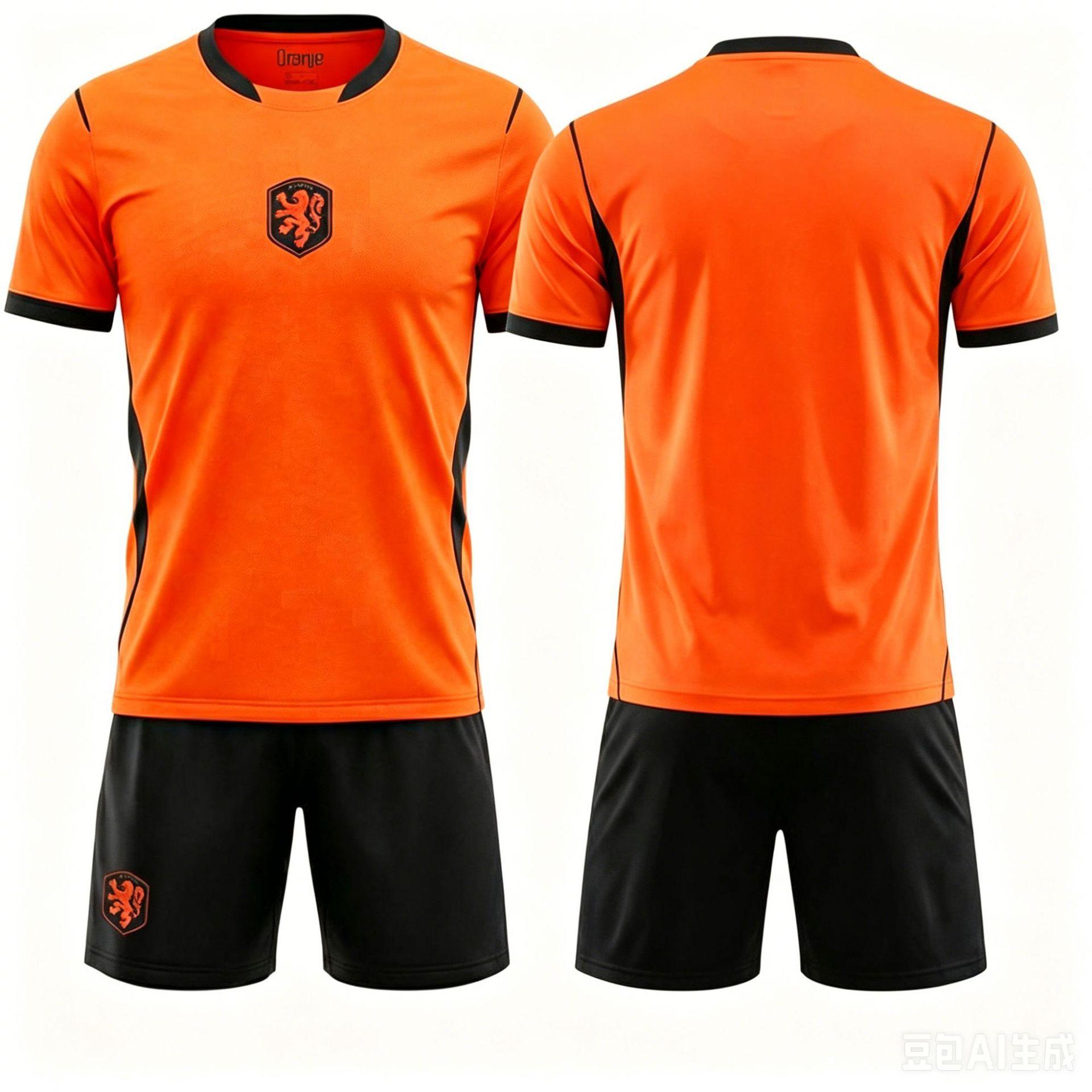 2026 World Cup Netherlands home football jersey set No. 21 De Jong cross-border jersey custom jersey black pants size 16