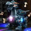 Electric Walking Dinosaur Toy With Leash Led Lights Music Interactive Robotic Animal Pet For Kids Birthday Gift Without Battery