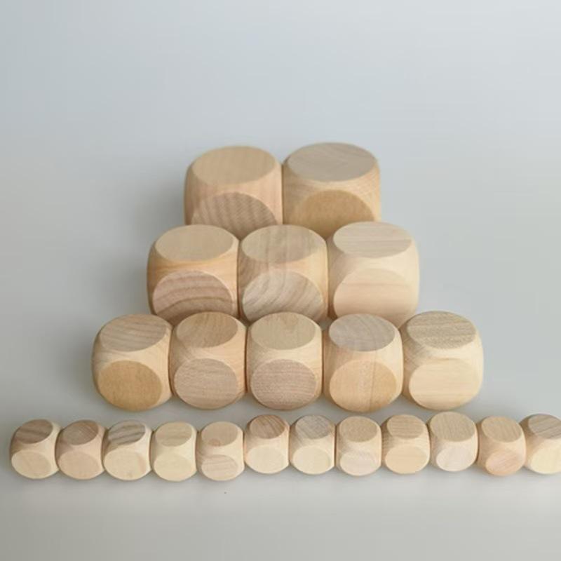 Engravable Beech Wood Six-Sided Dice with Rounded Corners (12-30mm)