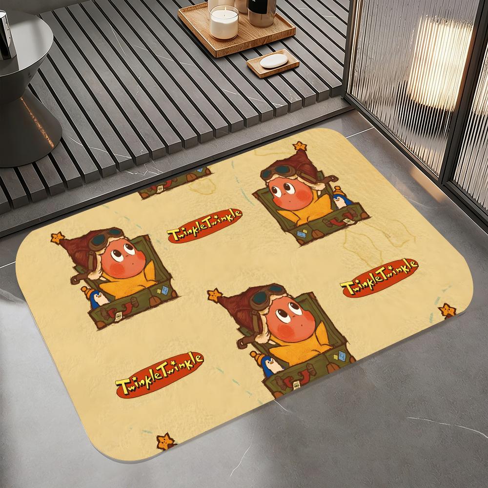 Anime T-twinkle Floor Mat Diatomite Bath Mat, Quick Dry Absorbent Non-Slip Door Mat