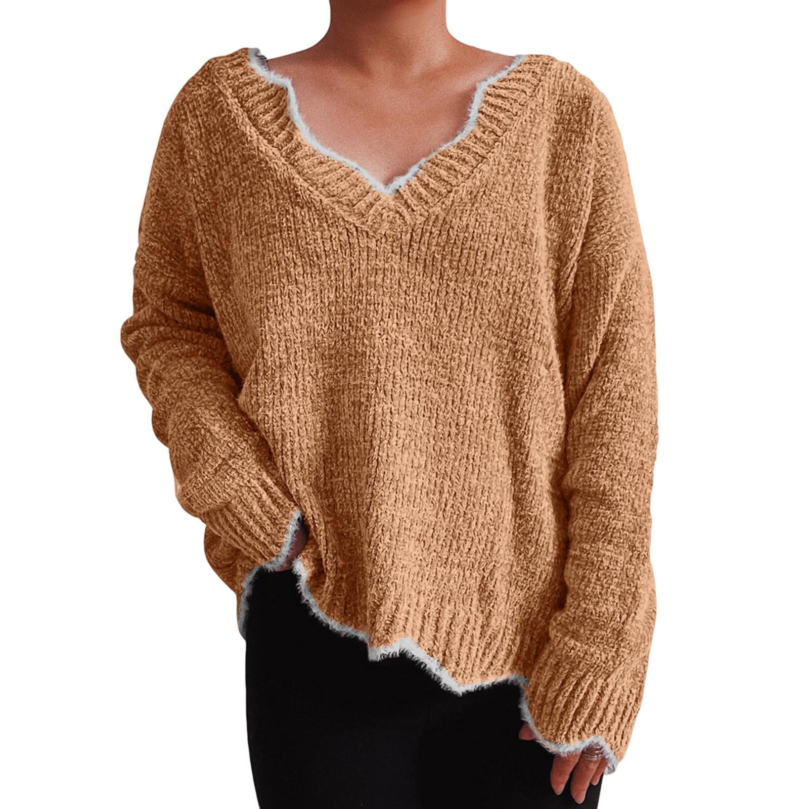 

Women s Casual French Petal Collar Oversized Chocolate Brown Fall Collection Long-Sleeve Top L светло-коричневого