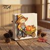 Wooden Autumn Table Accents Fall Scarecrow Napkin Holder, Harvest Pumpkin Thanksgiving Dinner Accessories Dispenser, Farmhouse Tabletop Decor for Home