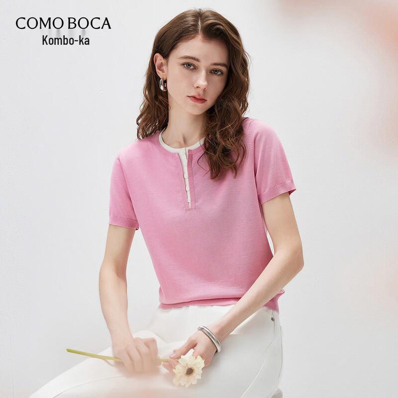 Komomboka Women s Casual Faux Two-Piece Silk Blend Knit T-Shirt XL