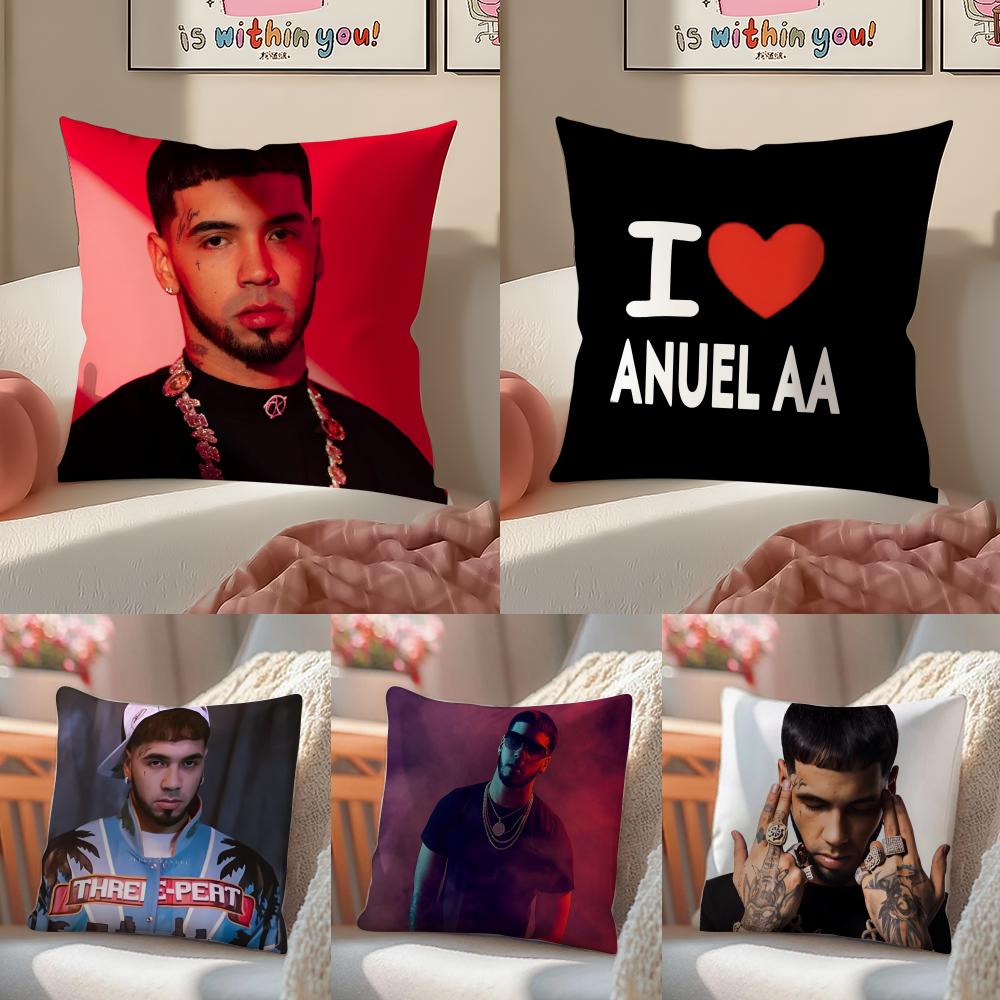 Latin Trap Rapper A-Anuel Aa Cushion Cover Pillowcase Short Plush Invisible Zipper Room Sofa Cushion Cover