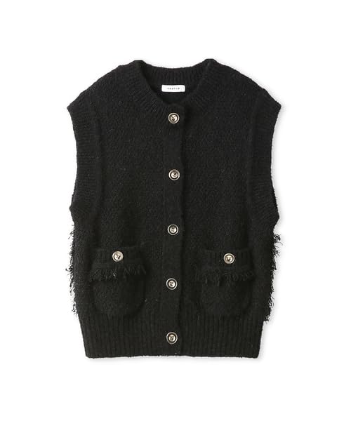 FRAY Knit Tweed Sleeveless Black I.D. Women's Top, FWNT244029,