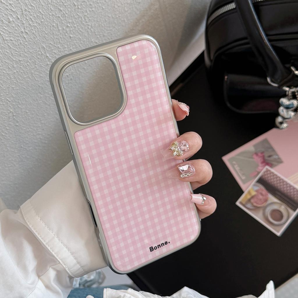 Kleber Puderblaues Gitter Geeignet für Apple 16promax Handyhülle Iphone14 Galvanisierung 13 Koreanisch Huawei Mate