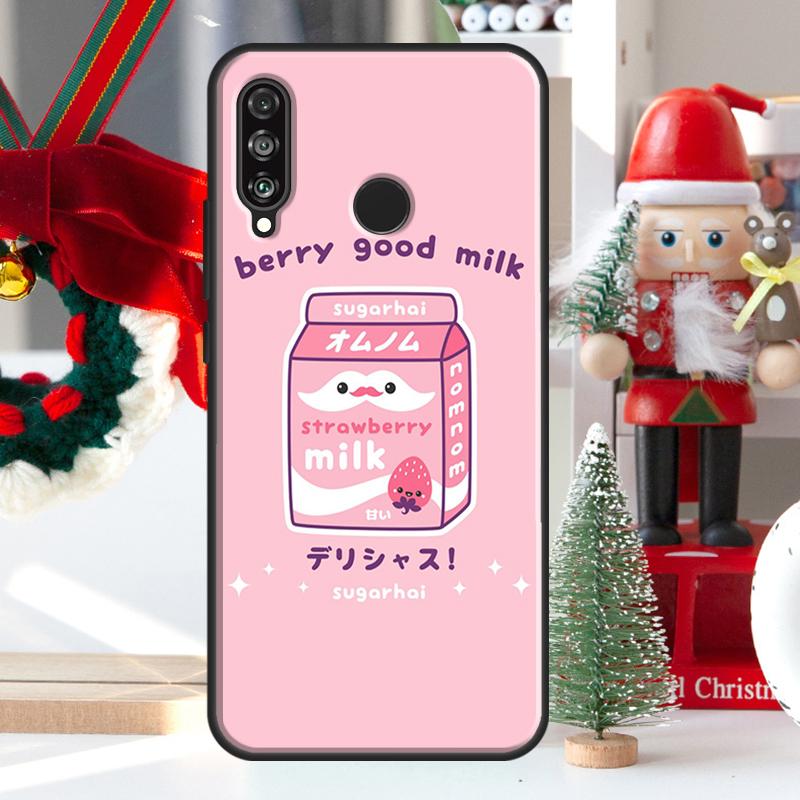 Kawaii Strawberry Milk For Huawei Nova 7i 8i 11i 12i 12s Y73 Y70 Y90 Y60 Y72 Y61 Y91 9 10 SE P30 Pro P40 Lite Case