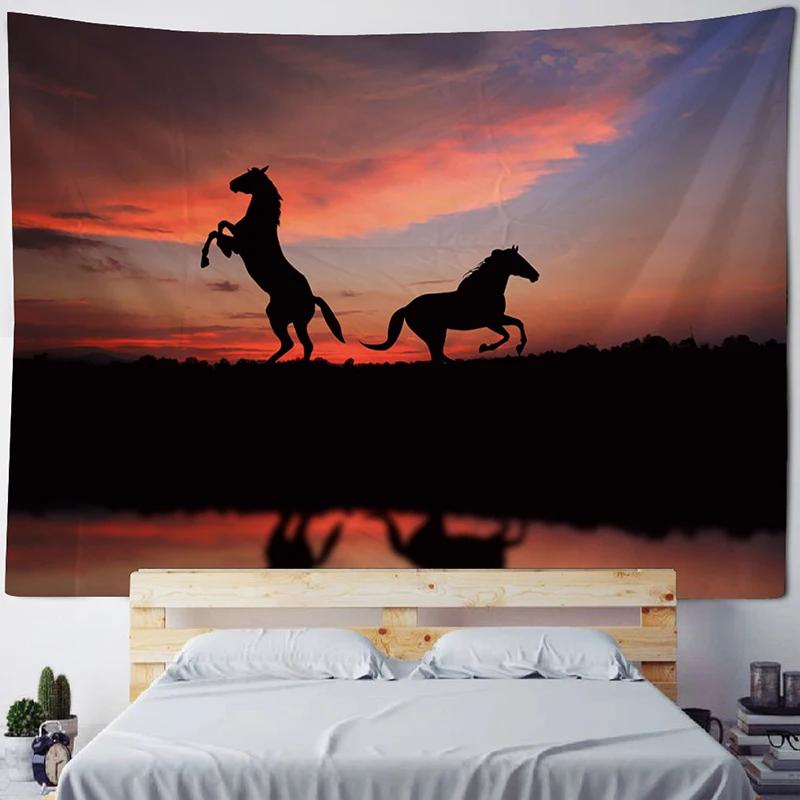 VIKAMA Mandala Tapestry 3D Horse Visual Illusion Large Geometric Wall Hanging Bohemian Hippie Home Art Decor for Bedroom