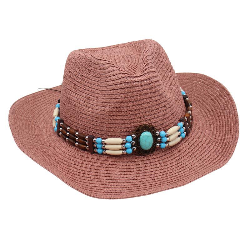 Spring And Summer Sanya Beach Hat Seaside Western Cowboy Straw Hat Ethnic Style Sun Protection Visor Jazz Hat Breathable