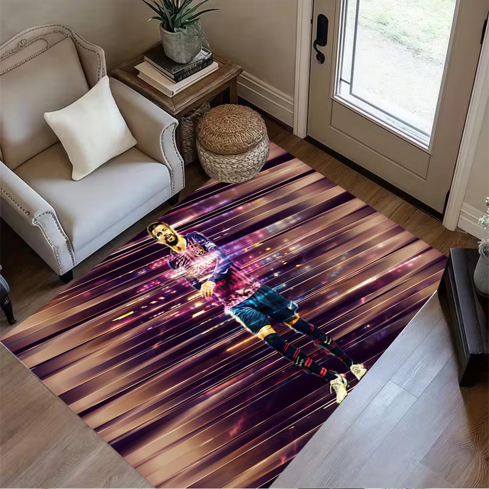 Dynamic Soccer Player Pose Floor Rug Office Rug Perfect for Hallway Dormitory Bedrooms Living Rooms Anti-slip Rug Office home decor Spiritual Gift