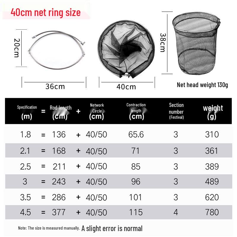 Telescopic Fishing Landing Net with Adjustable Handle and Fine Mesh