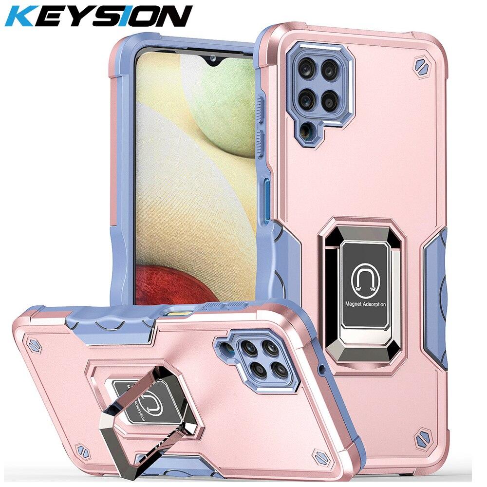 

Противоударный защитный чехол KEYSION для Samsung M53 5G M51 M32 M31 M30S M21, задняя крышка для телефона с подставкой и кольцом для Galaxy A22 A12 A42 A22S 5G