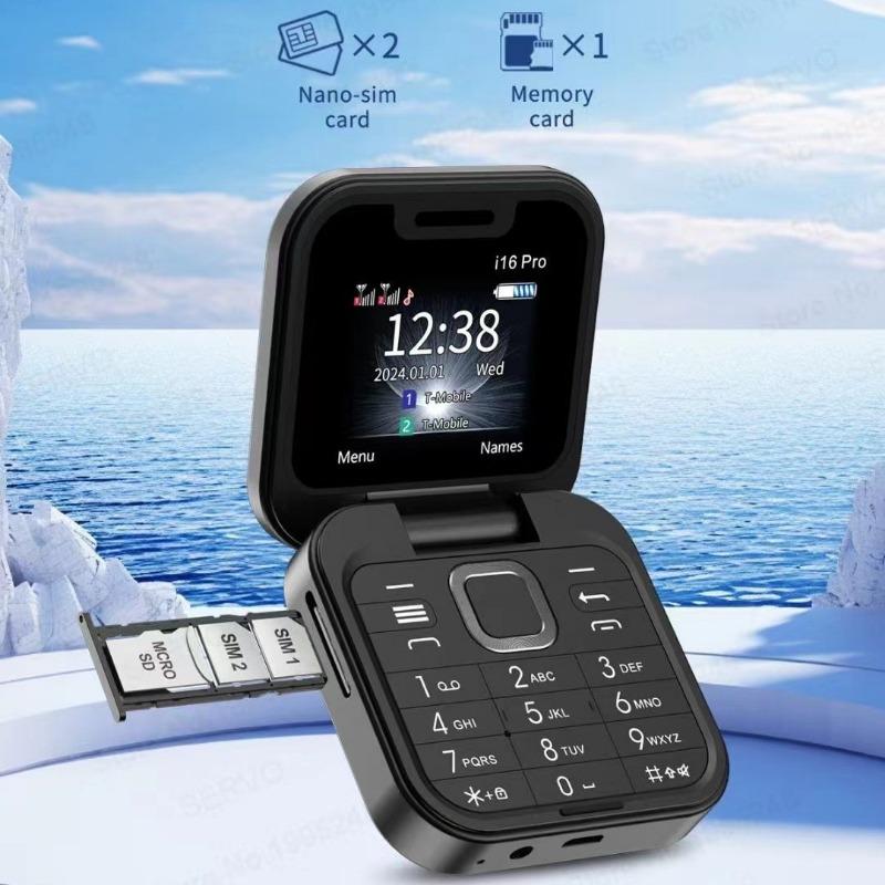 Mobile Phone I16 Pro Dual Card Dual Standby Non-smart Phone Flip Phone Bluetooth Folding Small Phone
