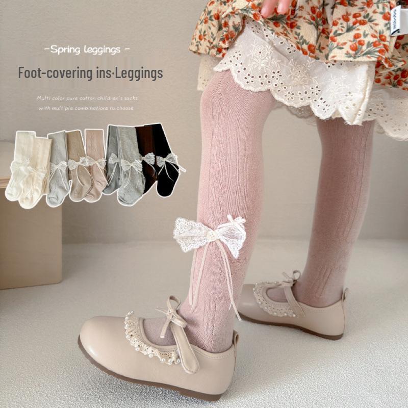 New Spring/Summer Kids' Lace Bowknot Leggings - Cute and Versatile Girls' Tights