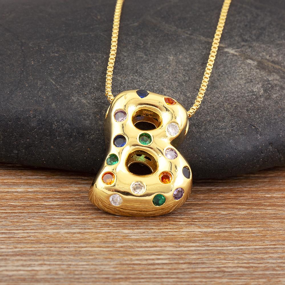 Nidin New Fashion 26 A-Z Letters Initials Alphabet Pendant Necklace For Women Men Inlaid Colorful Zircon Jewelry Accessories