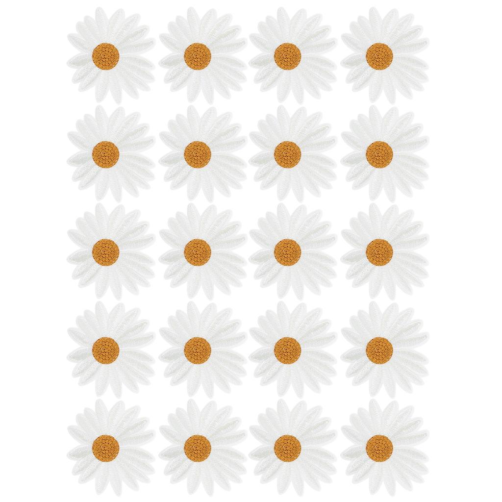 20pcs Daisy Flower Patch Decorative Clothing Sticker DIY Appliques IronOn Garment Accessory